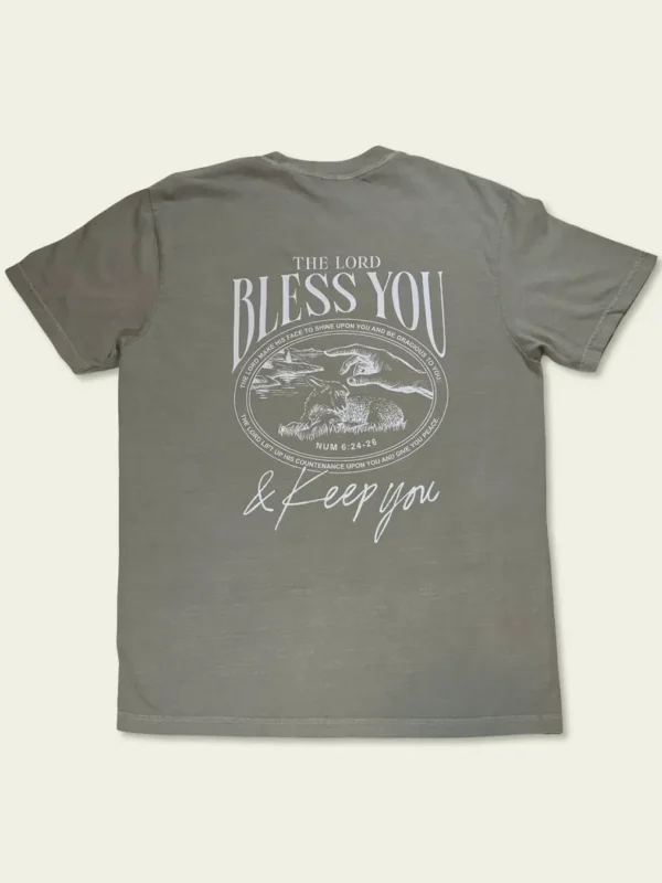 Bless You T-shirt- Sage / White