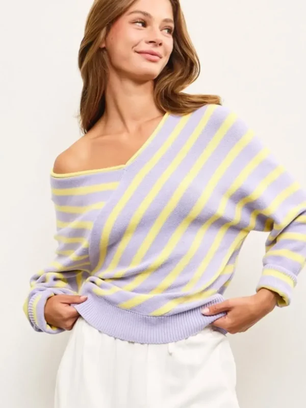 Adella Stripe Sweater- Lavander Multi