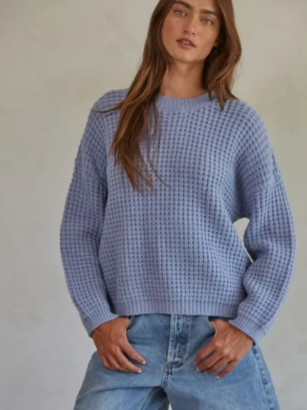 Boston Waffle knit Pullover / light blue