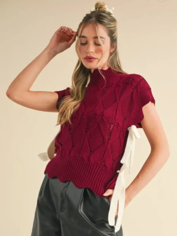 Charlotte Knit Top- Burgundy