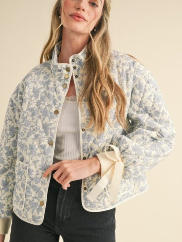 Clara Quilted Floral Jacket - Light Blue